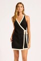 Seafolly zavinovací šaty lněné Mini Wrap Dress černá 55589.DR