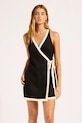 Seafolly κρουαζέ λινό Mini Wrap Dress μαύρο 55589.DR