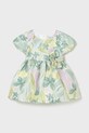 Mayoral sukienka lniana dziecięca rozkloszowany zielony 1909.4B.Baby.PPY2