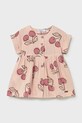 Mayoral sukienka bawełniana dziecięca wzorzyste różowy 1921.4G.Baby.PPY2
