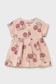 Mayoral sukienka bawełniana dziecięca wzorzyste różowy 1921.4G.Baby.PPY2