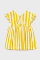 Mayoral rochie din bumbac pentru copii 1925.4K.Baby.PPY2 galben SS26
