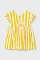Mayoral rochie din bumbac pentru copii 1925.4K.Baby.PPY2 galben SS26