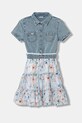 Guess sukienka bawełniana dziecięca midi niebieski J6RK18.D4EU0.PPY2