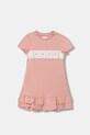 Guess sukienka bawełniana dziecięca nadruk różowy K6RK13.KA6W4.PPY2