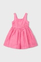 Dječja haljina s dodatkom lana Mayoral natpis roza 3916.6B.Mini.PPY2