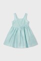 Mayoral sukienka z dodatkiem lnu dziecięca rozkloszowany turkusowy 3916.6B.Mini.PPY2