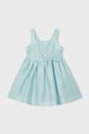 Mayoral sukienka z dodatkiem lnu dziecięca rozkloszowany turkusowy 3916.6B.Mini.PPY2