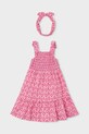 Mayoral sukienka bawełniana dziecięca wzorzyste różowy 3942.6M.Mini.PPY2