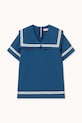 Tinycottons sukienka z dodatkiem lnu dziecięca STRIPES TINY DRESS SS26.222 niebieski SS26