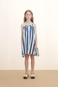 Tinycottons sukienka z dodatkiem lnu dziecięca LIGHT NAVY STRIPES DRESS SS26.225