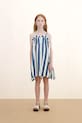 Tinycottons sukienka z dodatkiem lnu dziecięca LIGHT NAVY STRIPES DRESS SS26.225