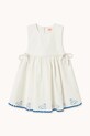 Tinycottons sukienka z dodatkiem lnu dziecięca SWANS BOWS DRESS SS26.229 biały SS26