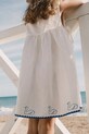 Tinycottons sukienka z dodatkiem lnu dziecięca SWANS BOWS DRESS SS26.229