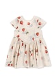 Konges Sløjd sukienka bawełniana dziecięca AVA SS BOW DRESS GOTS wzorzyste beżowy KS104650.PPY2
