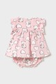 Бебешка памучна рокля Mayoral Newborn 1808.2H.Newborn.PPY2 розов SS26