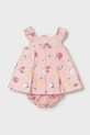 Mayoral Newborn sukienka niemowlęca z domieszką lnu rozkloszowany różowy 1809.2P.Newborn.PPY2