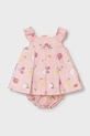 Mayoral Newborn sukienka niemowlęca z domieszką lnu rozkloszowany różowy 1809.2P.Newborn.PPY2