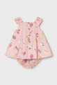 Mayoral Newborn sukienka niemowlęca z domieszką lnu 1809.2P.Newborn.PPY2 różowy SS26