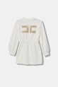 Elisabetta Franchi sukienka bawełniana dziecięca rozkloszowany beżowy EFAB657.0.FF002.98.128
