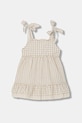 Παιδικό φόρεμα με λινό Jamiks HAVAR καρό μπεζ HAVAR.Sukienka.JLI140.G