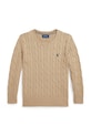 Dětský bavlněný svetr Polo Ralph Lauren nášivka hnědá 322702674517