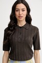 MM by Max Mara πλεκτό μπλουζάκι πόλο γυναικείο λινό RIVETTO καφέ 2616361018600