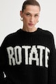Rotate sweter z dodatkiem wełny czarny 114910100