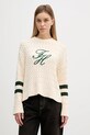 Tommy Hilfiger sweter bawełniany aplikacja beżowy WW0WW47633