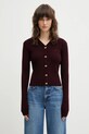 GANNI kardigan wełniany A1070117 Planet friendly bordowy A1070117