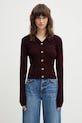 GANNI kardigan wełniany A1070117 Planet friendly bordowy A1070117