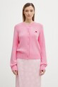 GANNI kardigan z dodatkiem wełny Planet friendly różowy A1070084