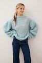 Bizuu sweter z dodatkiem wełny ROSSO półgolf niebieski ROSSO.BLEKITNY