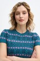 United Colors of Benetton sweter z dodatkiem wełny x Stranger Things turkusowy 171RE10EN