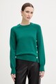 Morgan sweter z domieszką wełny okrągły zielony MAXI