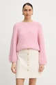 Morgan sweter z domieszką wełny pozostałe różowy MGROVE