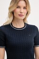 Lacoste T-shirt swetrowy damski z bawełną granatowy AF9862