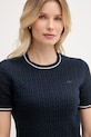 Lacoste T-shirt swetrowy damski z bawełną granatowy AF9862
