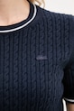 Lacoste T-shirt swetrowy damski z bawełną AF9862 granatowy