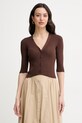 Twinset kardigan za žene s dodatkom svile smeđa 261TT3182