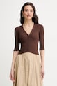Twinset kardigan za žene s dodatkom svile smeđa 261TT3182