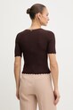 Odzież Twinset bluzka z falbanką damska z wiskozy 261TT3123 brązowy