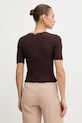Odzież Twinset bluzka z falbanką damska z wiskozy 261TT3123 brązowy