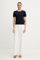 Luisa Spagnoli t-shirt wełniany Metella 100294 granatowy SS26