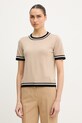Luisa Spagnoli t-shirt wełniany Mielina regular beżowy 100307.