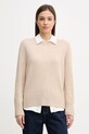 United Colors of Benetton sweter kaszmirowy okrągły beżowy 10K1D10FF
