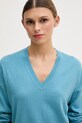 United Colors of Benetton sweter damski z dodatkiem wełny niebieski 1Y6SD403O