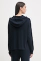 Ρούχα United Colors of Benetton Μπλούζα με κουκούλα Γυναικεία με βισκόζη 1LHGD204M σκούρο μπλε