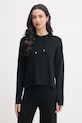 United Colors of Benetton Μπλούζα με κουκούλα γυναικεία με βισκόζη μαύρο 1LHGD204M