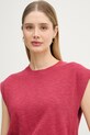 United Colors of Benetton top damski z lnu czerwony 1DC3D10GT